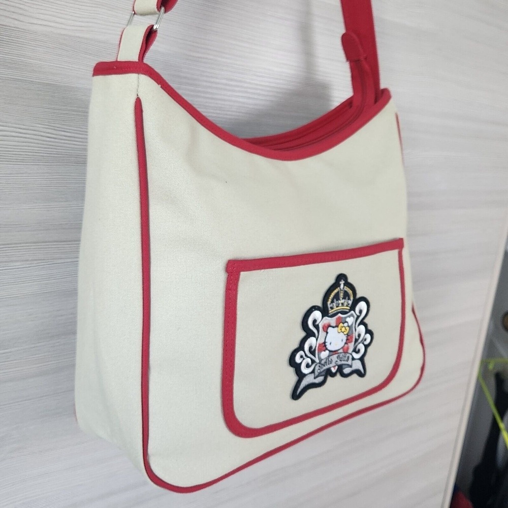 Vintage 2005 Hello Kitty Royal Crown Messenger Bag Sanrio Y2K Canvas Crossbody - Picture 7 of 16